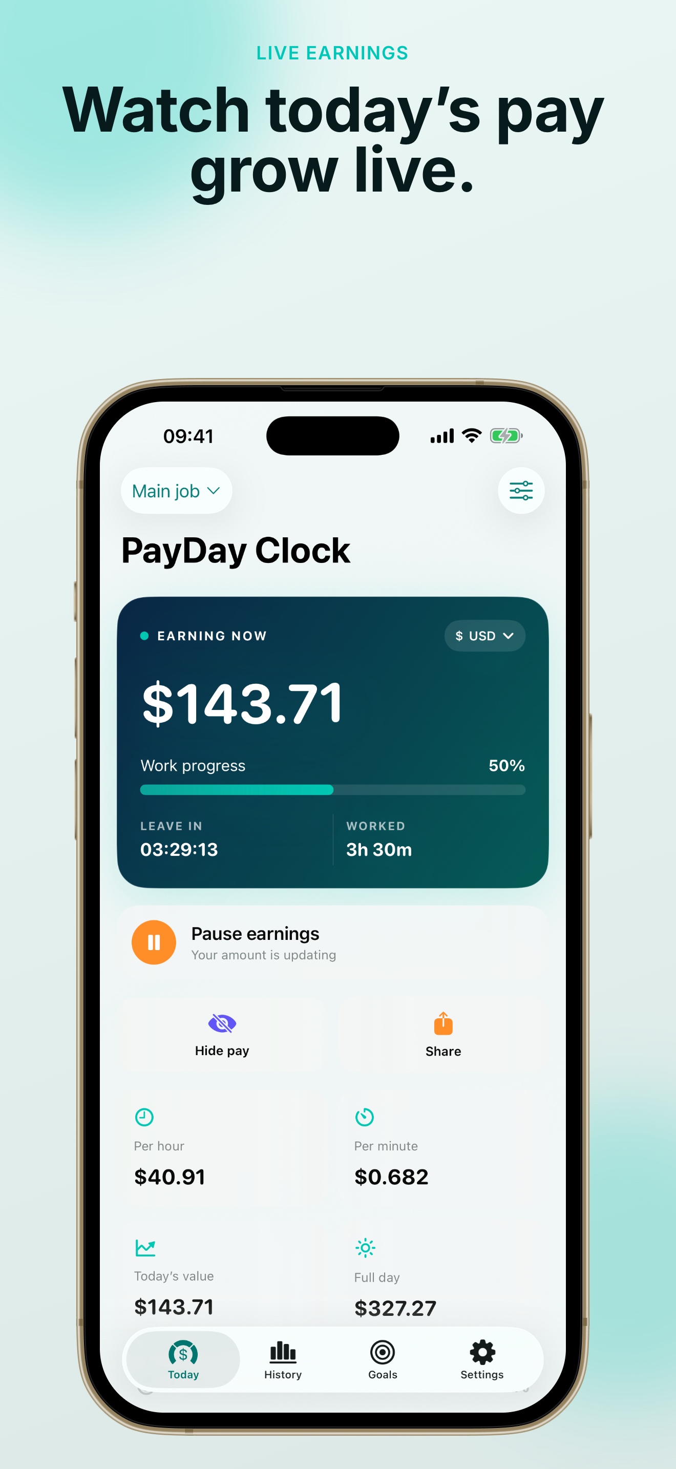 PayDay Clock: Salary Tracker app screenshot 1