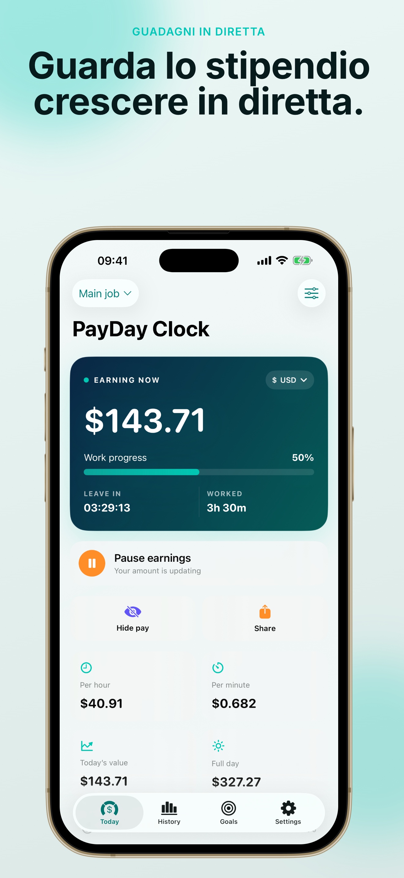 Screenshot dell'app PayDay Clock: Salary Tracker 1