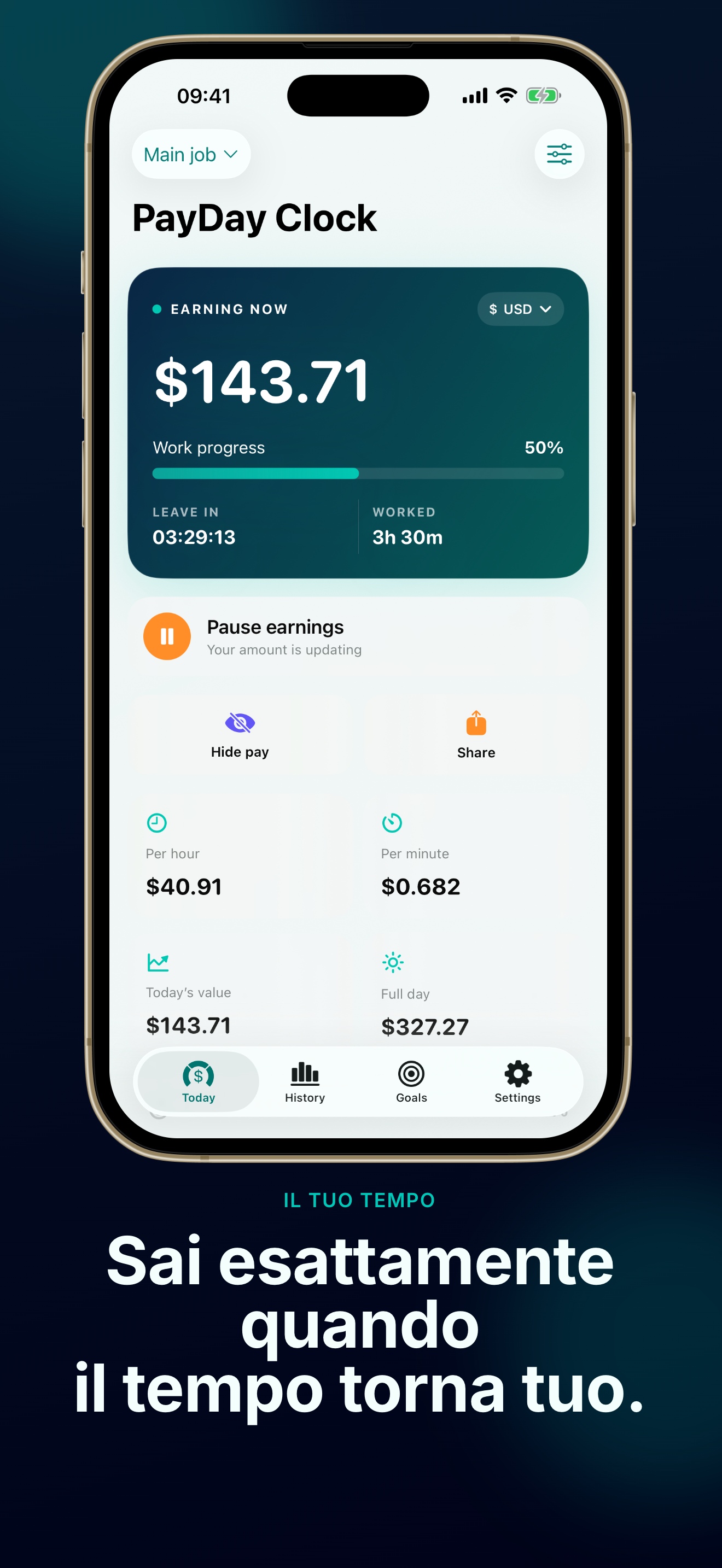 Screenshot dell'app PayDay Clock: Salary Tracker 2