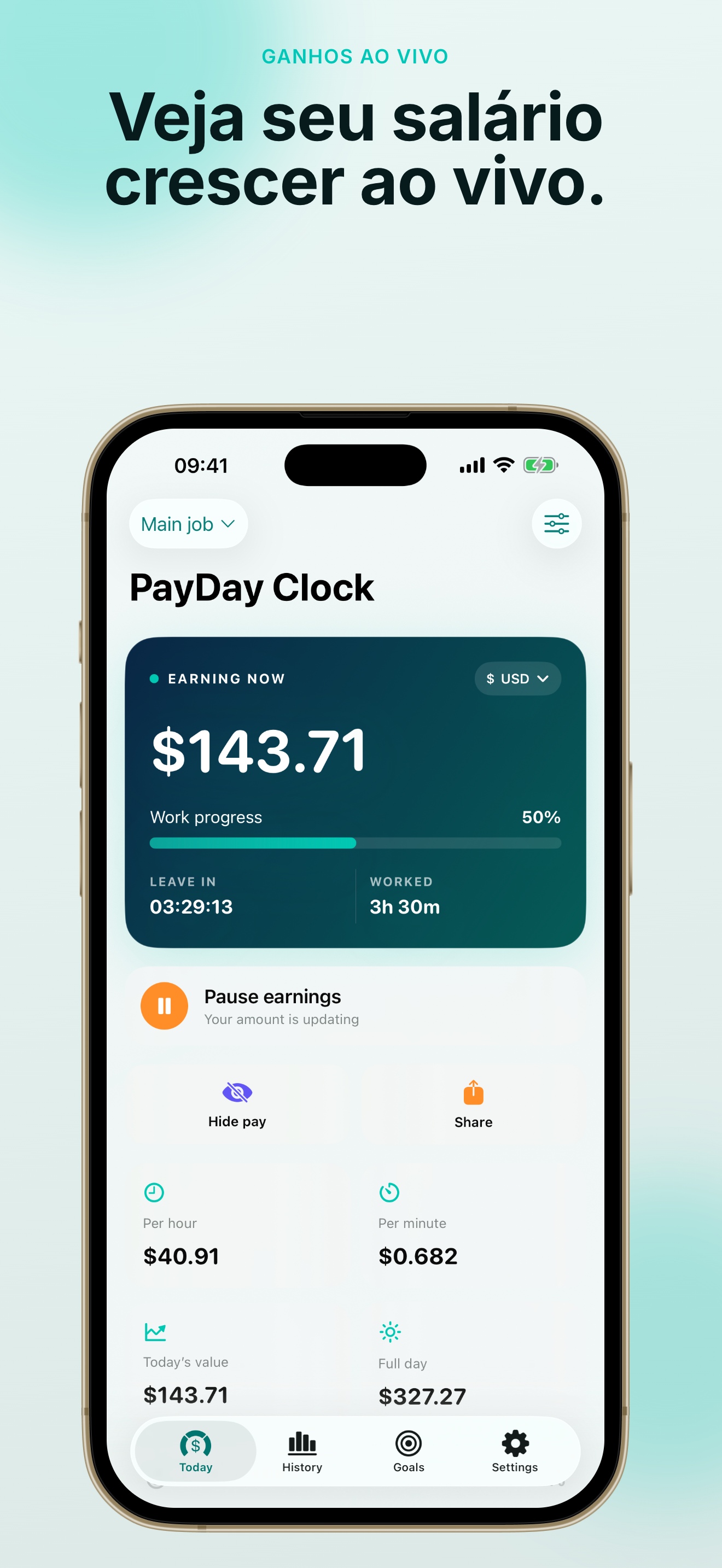 Captura de tela do app PayDay Clock: Salary Tracker 1
